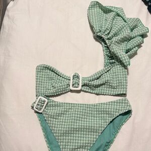 Nasty Gal Green Gingham Bikini